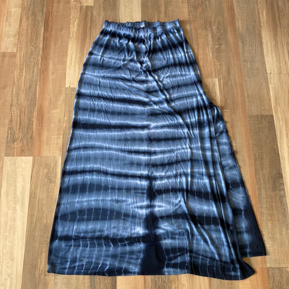 Go Couture side slit maxi skirt stretch tie die dye banded waist summer new rare